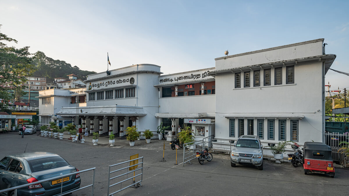Kandy Railway Station building with traditional Sri Lankan architecture