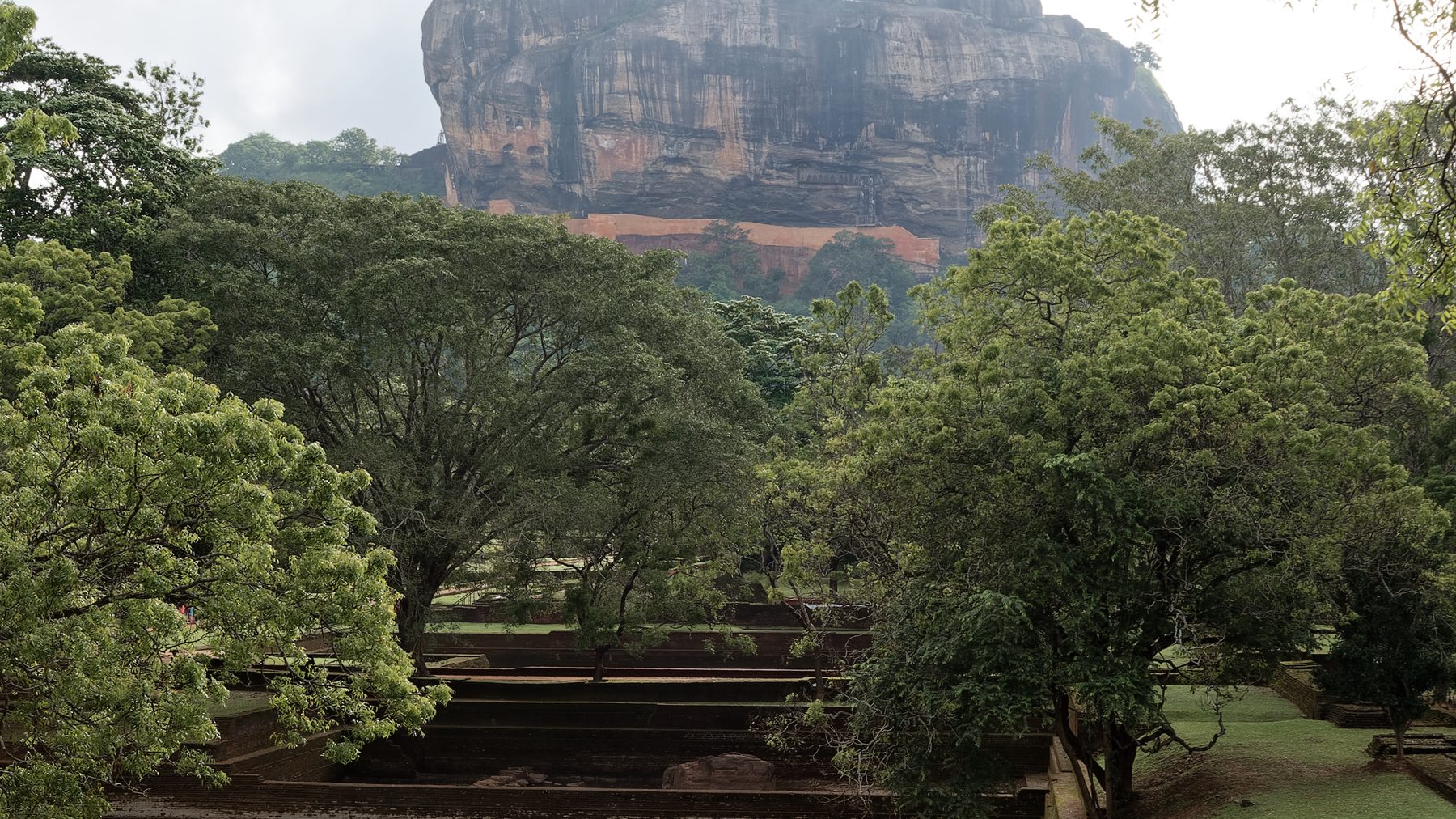 Sigiriya Rock rising above the dry-zone forest &mdash; the Cultural Triangle centrepiece of a comfortable late-November routing